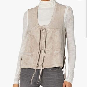 BCBG MaxAzria Brent Sleeveless Faux Suede Rodeo Vest with Tie Front size XXS